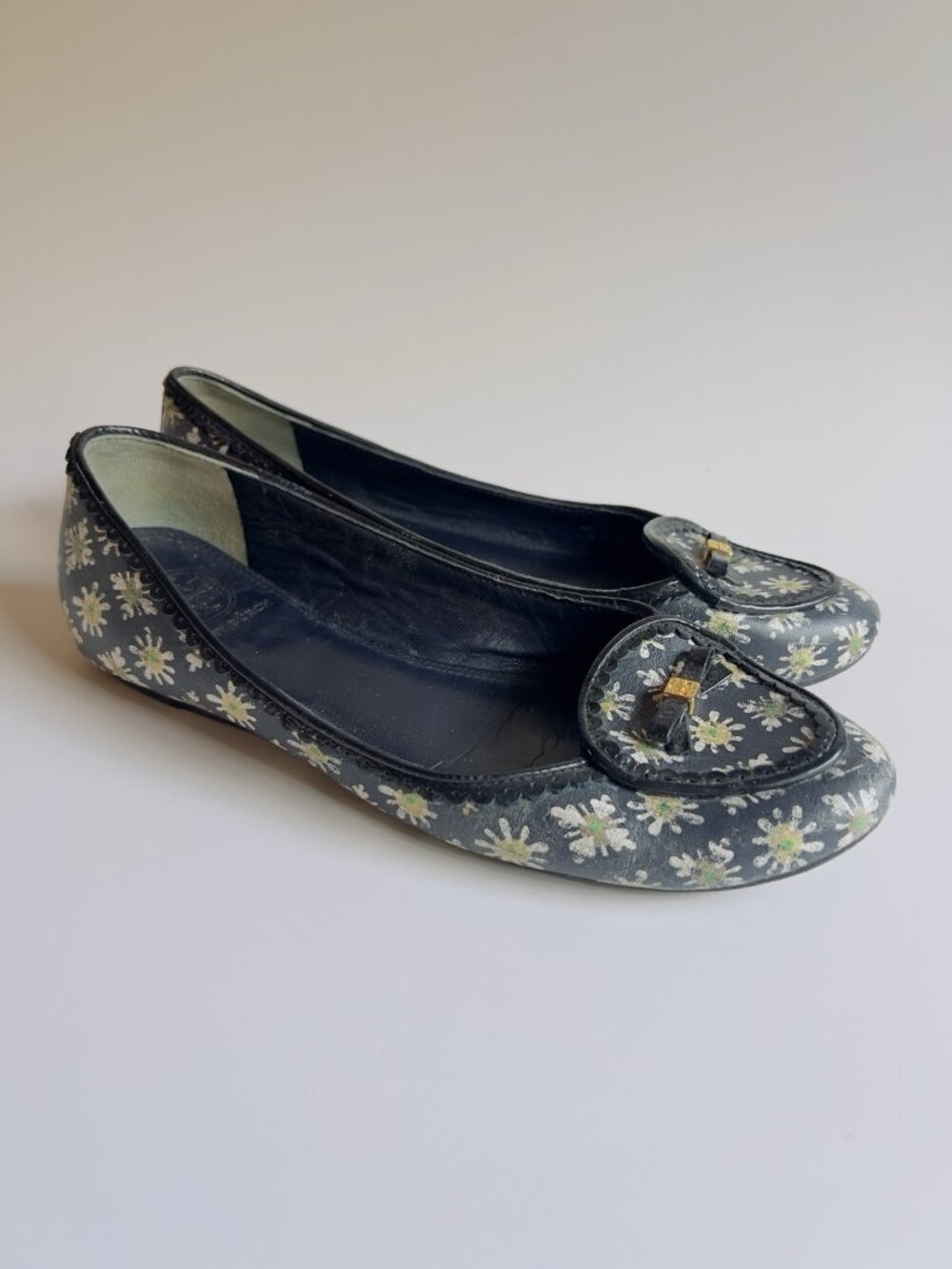 Tory Burch Reva Floral Print Ballet Flats Daisy Leather Size 8 M Rare - Picture 3 of 11